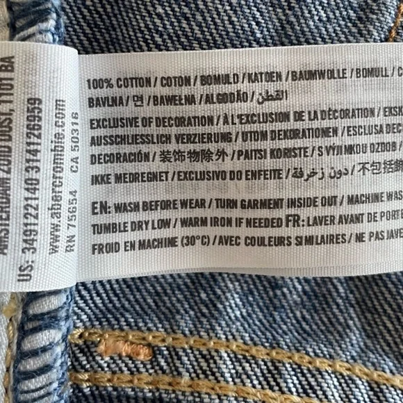 Hollister button fly cotton denim blue raw hem cheeky cut off jean short size 25 - Picture 9 of 11